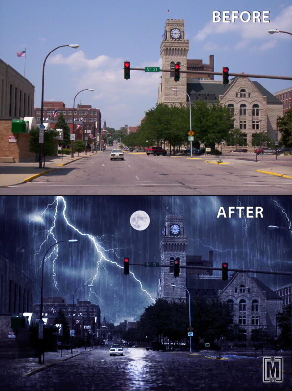 photo manipulation Milan Olah - graphic designer - city into a rainy night